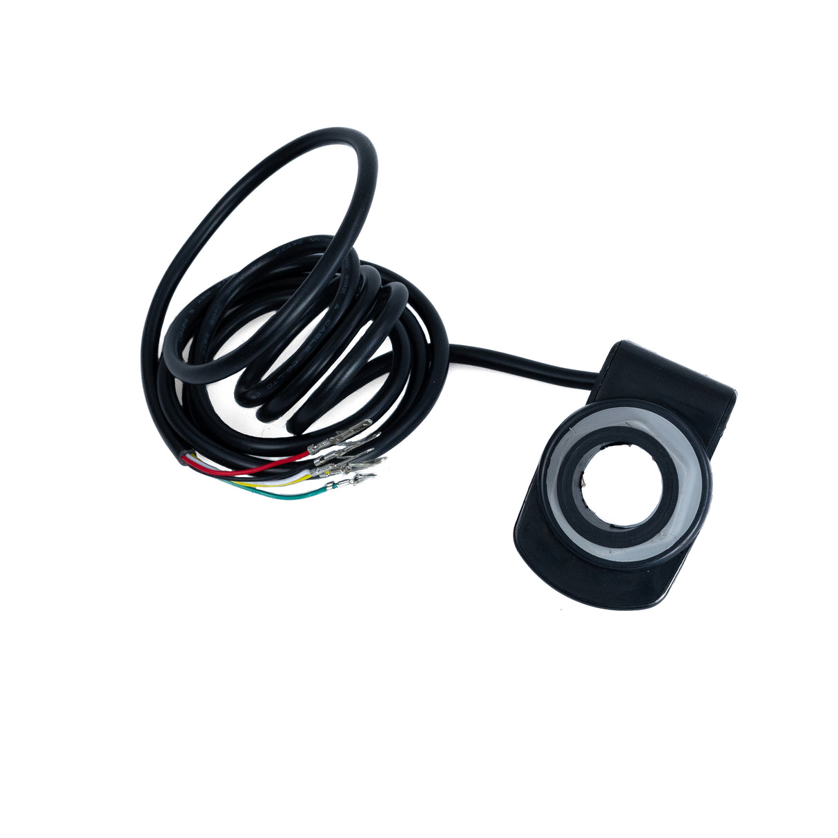 5-Wire Variable Speed Twist Grip Throttle for the MotoTec MT-MR Mini Racer V2, a black device with an attached cable, metal end pieces, and a built-in battery level indicator.