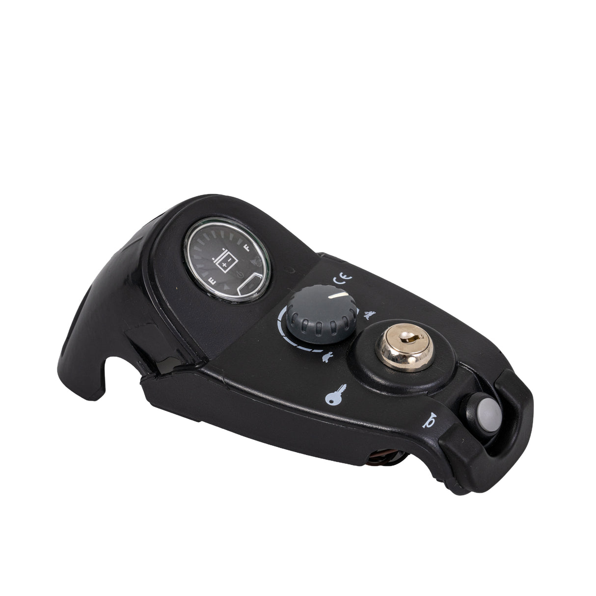 Top Console Assembly for the Go-Go Endurance Li (S54LXLIT) featuring dials, buttons, a speed knob, key switch, and a horn button on a black device.