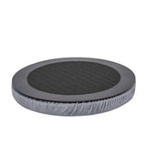 Deluxe Padded Swivel Seat Cushion: A round cushion with a smooth black surface and non-skid underside, designed for easy 360-degree rotation to assist with entering or exiting seats without twisting the lower back.