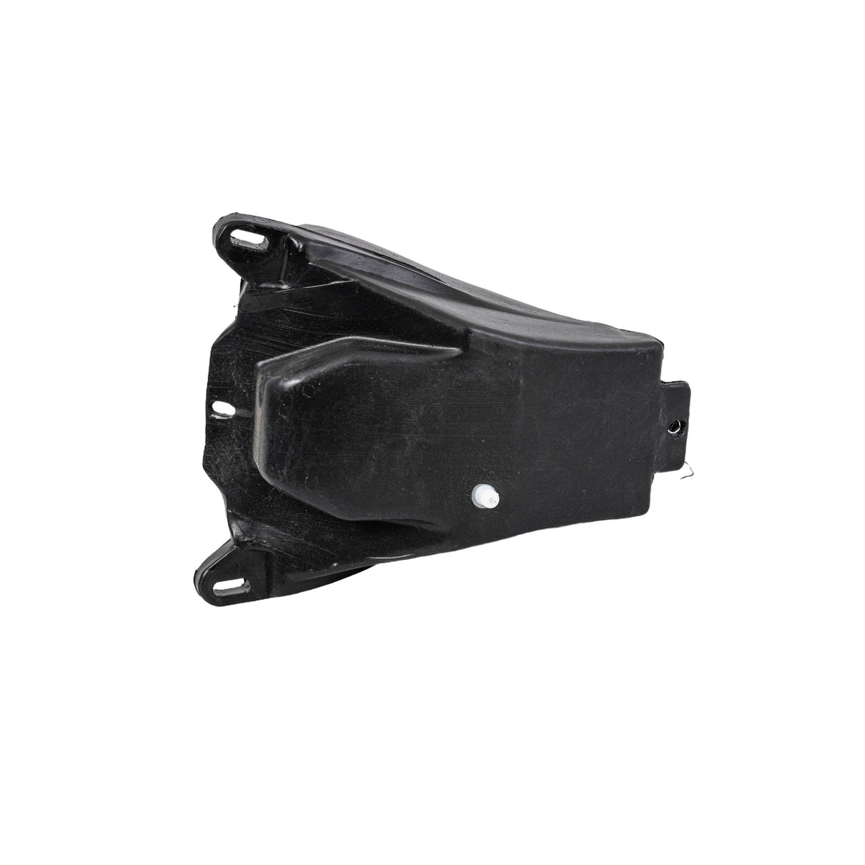 Fuel Tank for the Fit Right FRP DB001 50cc Dirt Bike, black plastic with holes and a screw, 0.32-gallon capacity, truncated shape, four 3/8 mounting holes, includes cap.