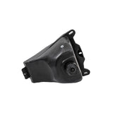 Fuel Tank for 50cc Dirt Bikes, a small black plastic tank with a round hole, screws, and a cap, designed for easy mounting on dirt or pocket bikes with a 0.32 gallon capacity.