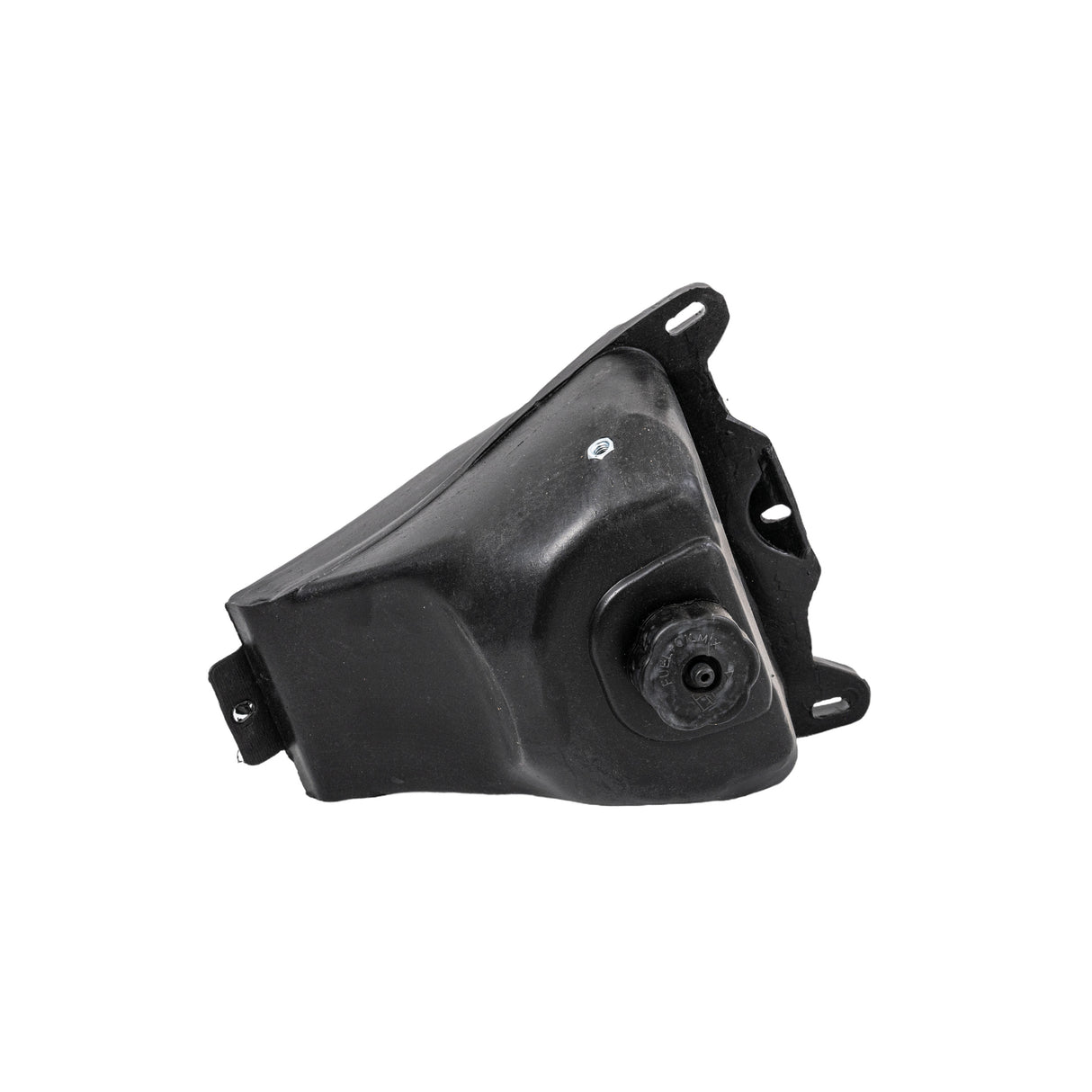 Fuel Tank for the Fit Right FRP DB001 50cc Dirt Bike, featuring a black plastic construction with a round hole, visible mounting screws, and an included cap.