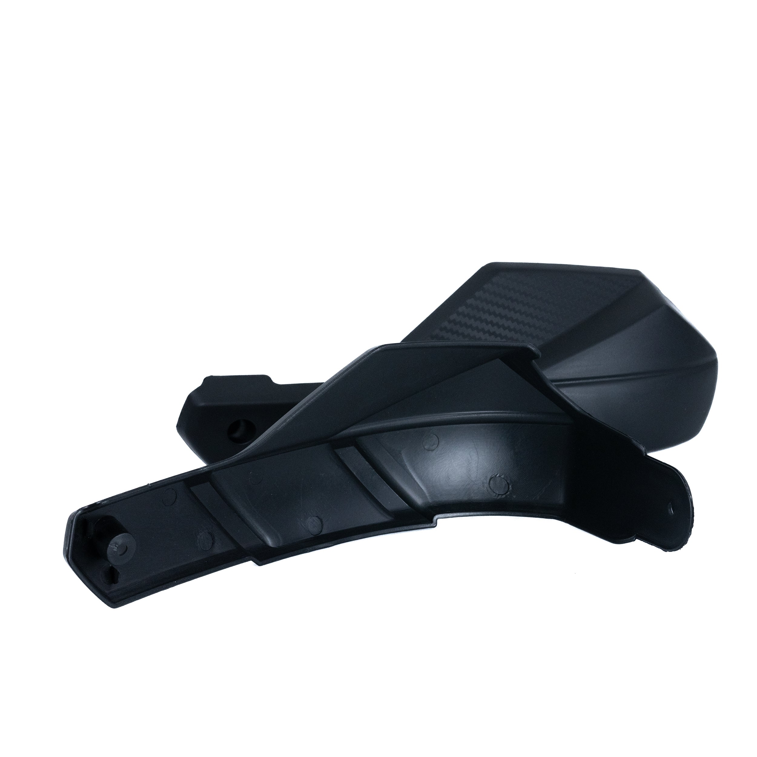 Hand Guard for the Coleman AT200-B ATV (Set of 2); black plastic L-shaped shields with holes, designed for handlebar protection on gravel trails.