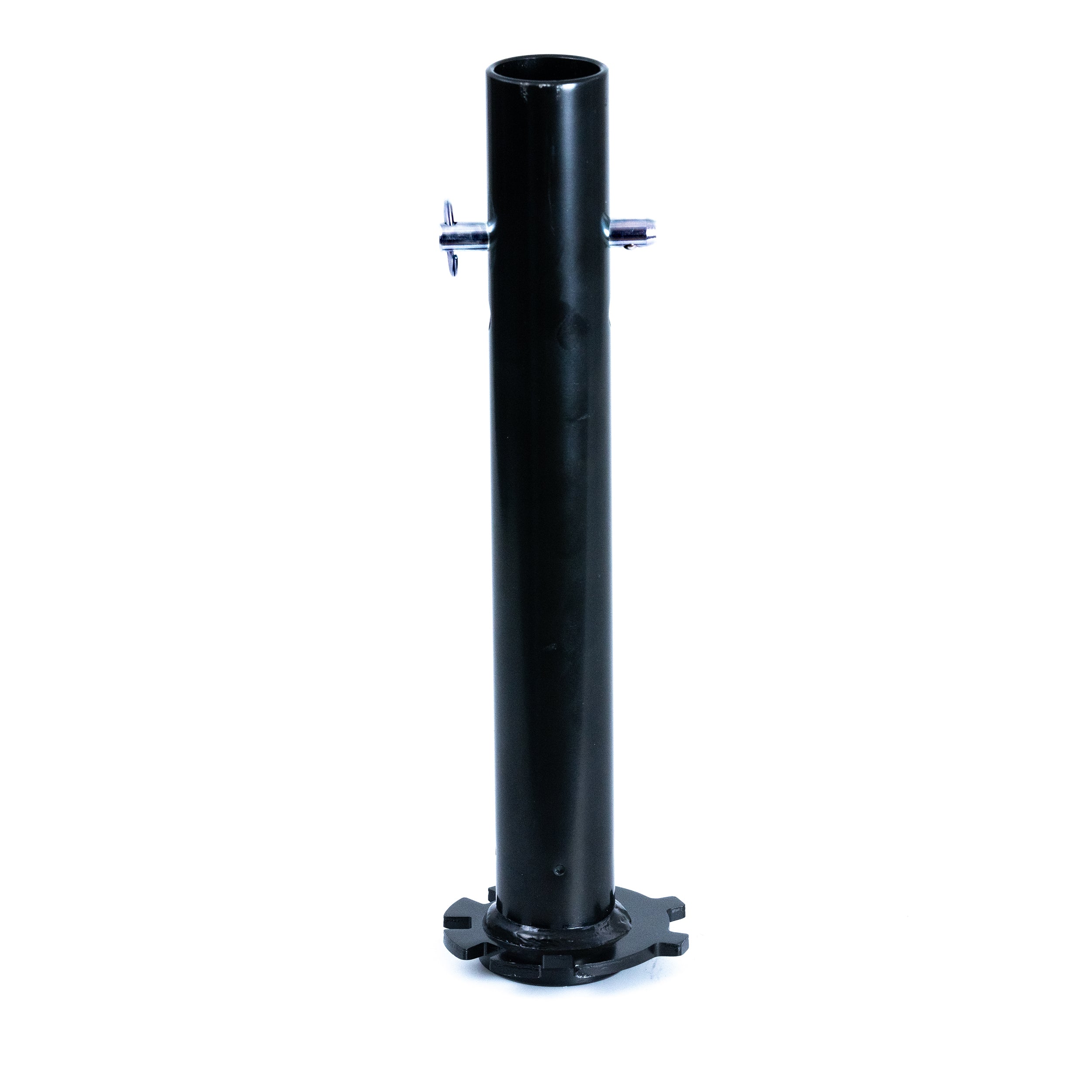 Upper Seat Post for Go-Go Go-Chair & Jazzy Z-Chair Power Chairs, featuring a black cylindrical pipe with a screw on top and a chromed seat post weldment.