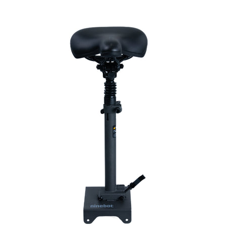 Seat with Mounting Post for the Ninebot MAX G30 Scooter, featuring a well-padded black seat on a sturdy, adjustable post with a shock absorber and foldable mechanism for easy storage.