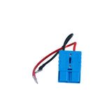 Power Pole Connector Wiring Harness for Electric Scooters & Ride-On Toys, featuring a blue electrical device with visible black and red wires, designed for strong, quick-connect applications.