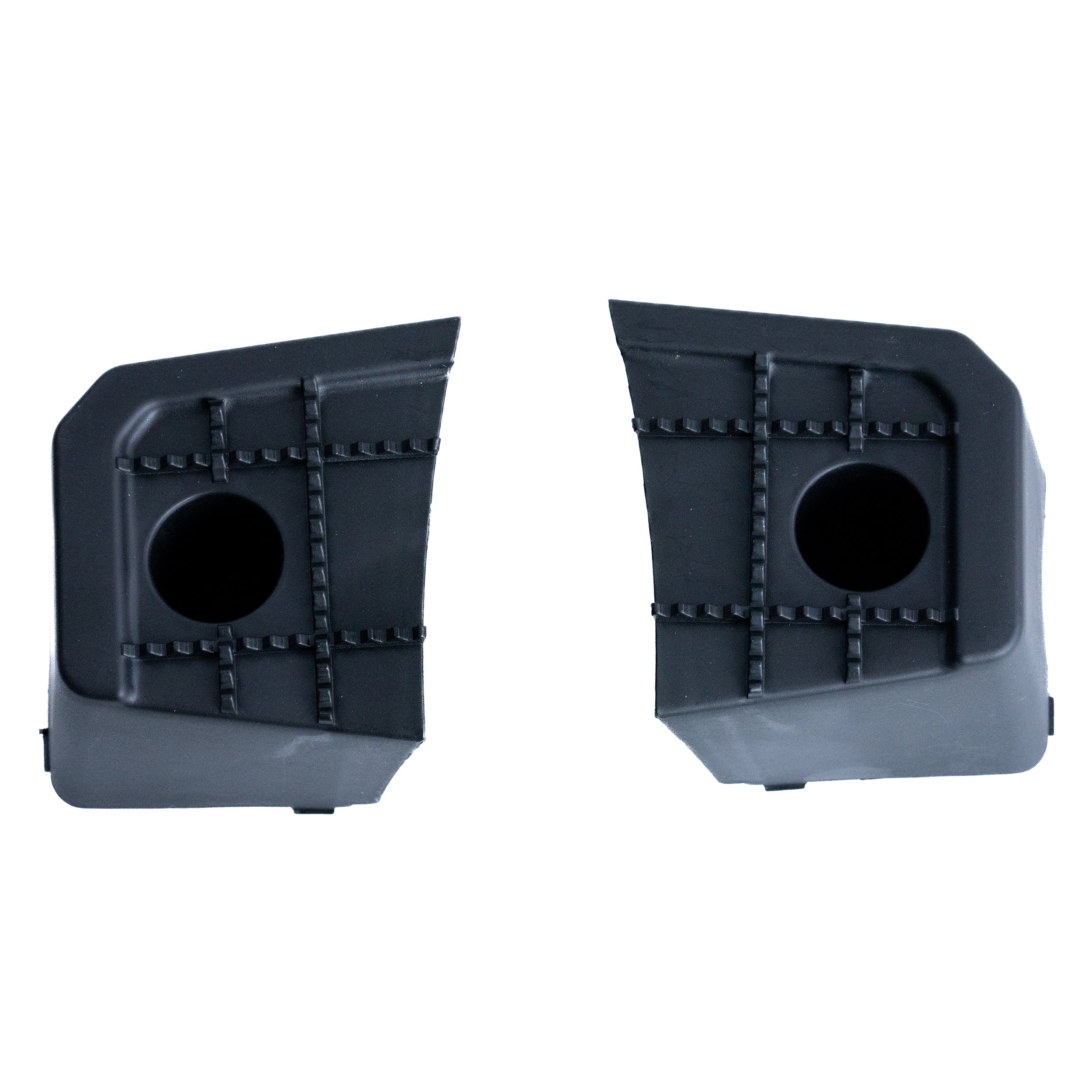 Double Footrest Adapter Blocks for the Coleman AT200-B ATV, showing a close-up of two black plastic blocks with holes, used for extending footrests for safer, more comfortable positioning.