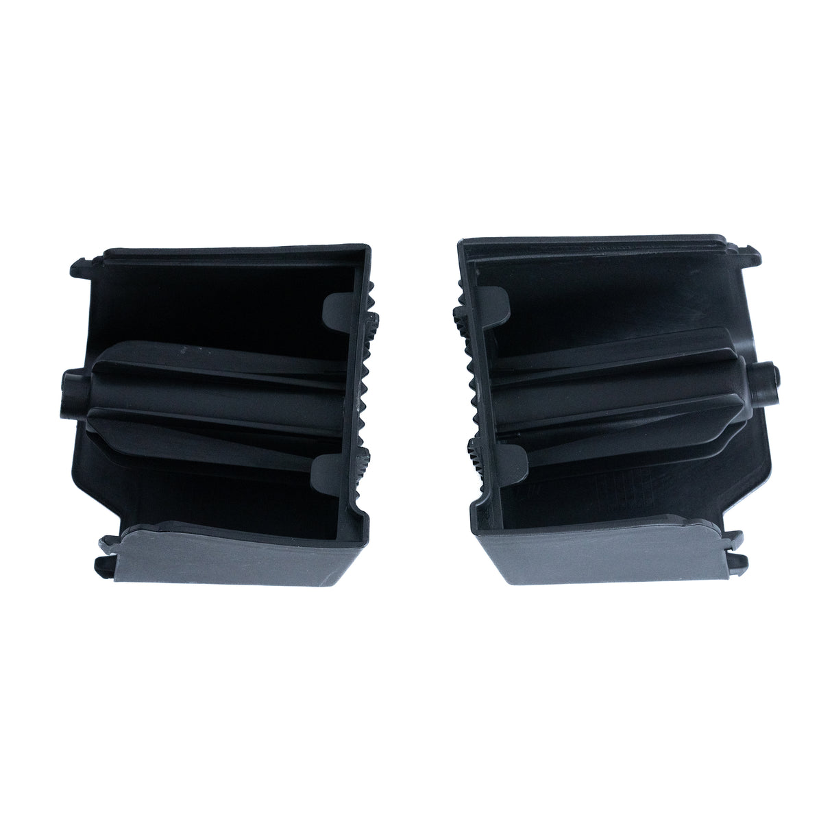 Double Footrest Adapter Blocks for the Coleman AT200-B ATV, showing two black plastic adapters with handles, designed for safer foot positioning on the ATV's foot platform.