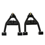 Lower A-Arm for Coleman AT125-EX & AT125-UT ATVs, black enameled steel with pre-installed bushings, spacers, and grease fittings, essential for steering and suspension systems.