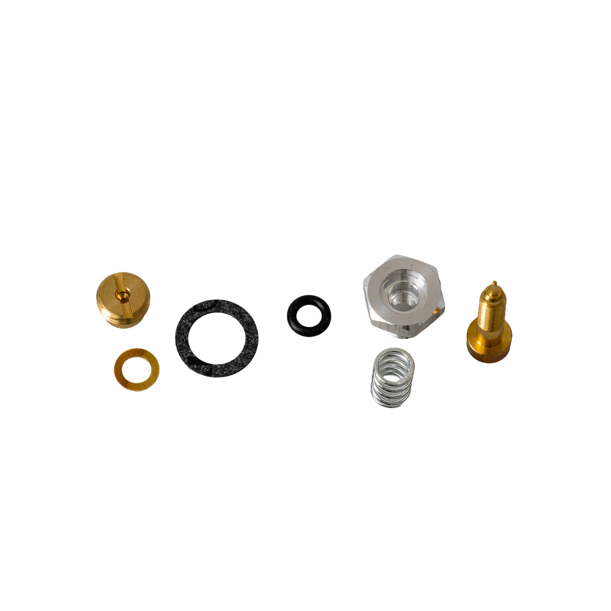 Carburetor Repair Kit 495606, 494624 for Briggs & Stratton Engines includes metal parts like gaskets, needle valve, jet, hexagon nut, metal spring, and brass components essential for engine maintenance.