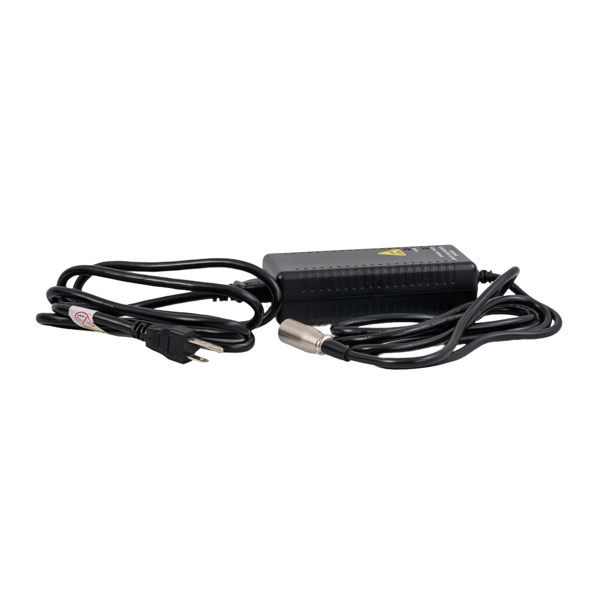 24 Volt 2.0 Amp XLR Battery Charger for Rascal Scooters & Power Chairs with a black power cord and silver XLR connector, designed for easy plug-in to the scooter's charger port.