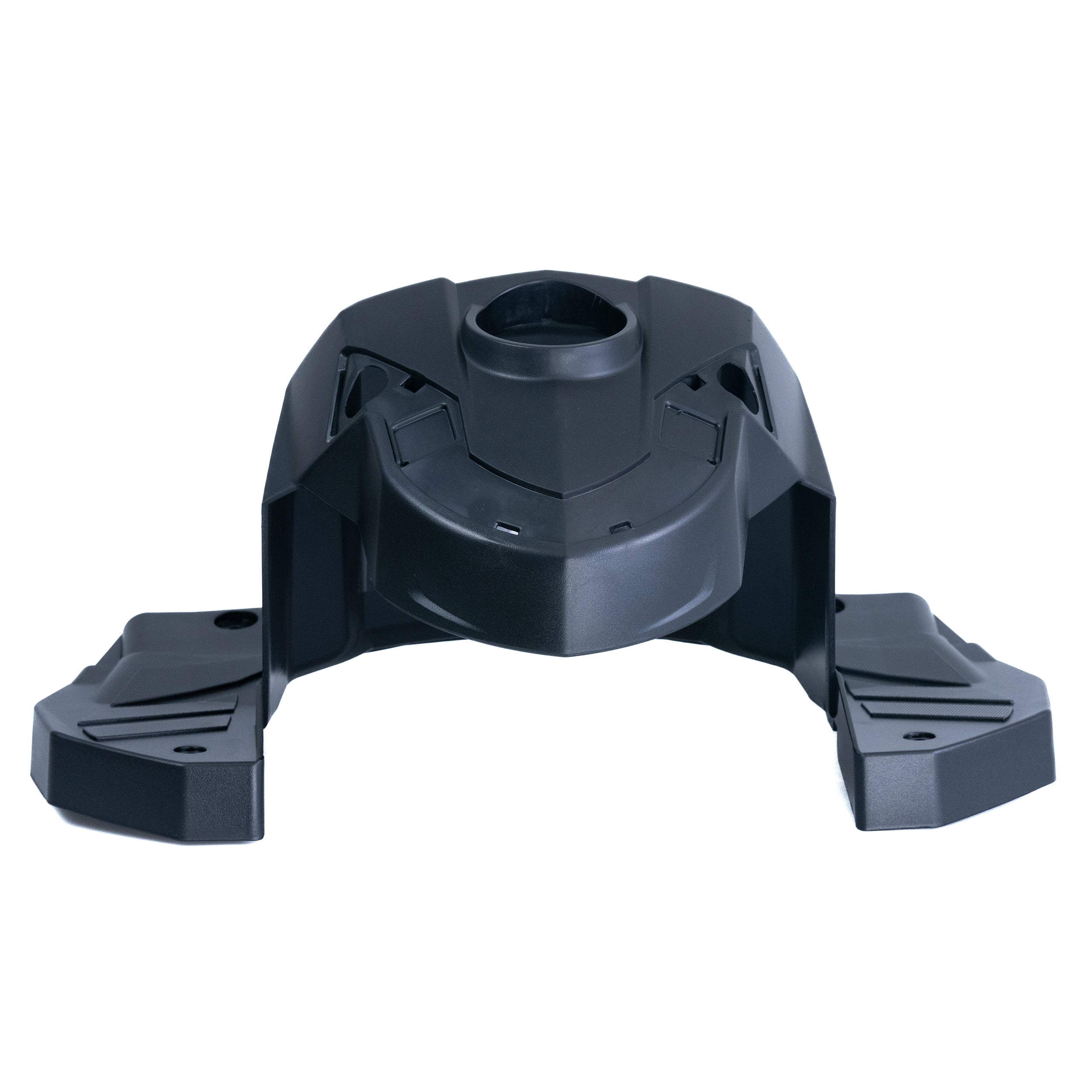 Front Shroud for the 3-Wheel Drive Medical Ventura & Ventura DLX Scooters; black plastic object with a central hole, designed as a replacement part for mobility scooter front shrouds.