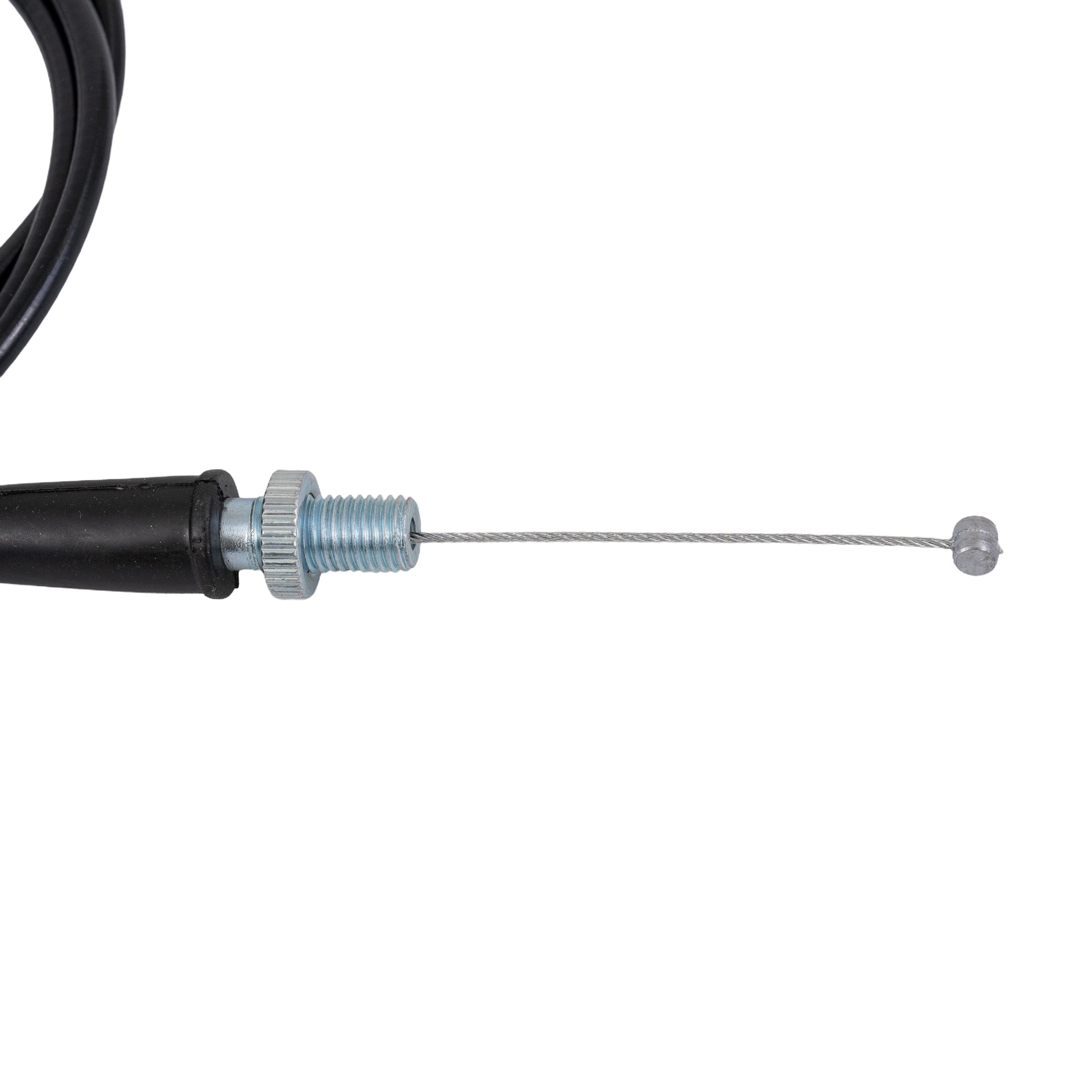 Throttle Cable with Threaded Ends for the Baja Mini Bike MB200, featuring a close-up of the black cable, threaded metal ends, and visible screw components.