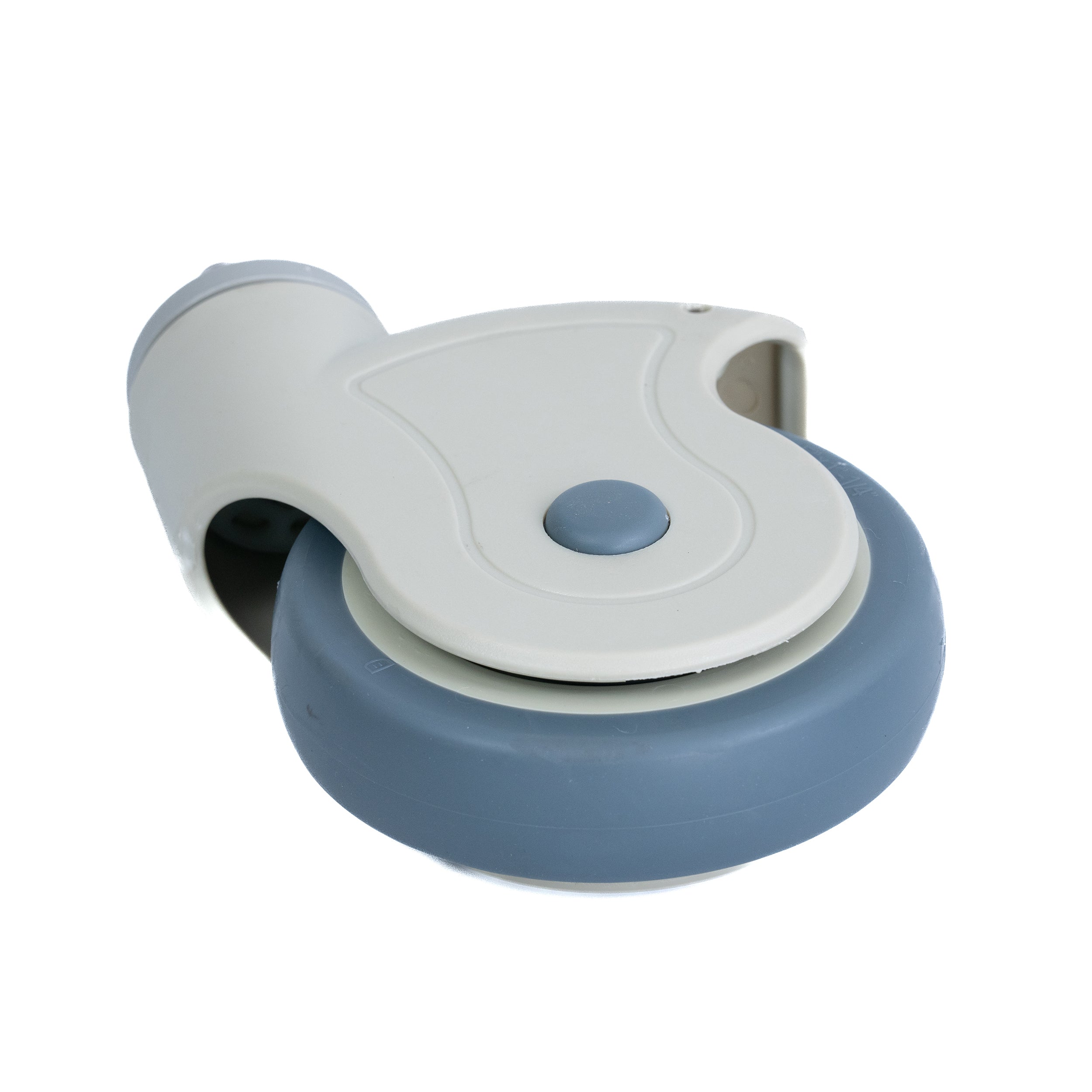 5 Caster Wheels for the Invacare Mariner Rehab Shower Chair (Set of 2), showcasing heavy-duty plastic construction with gray rubber tires and a swiveling threaded stud for secure attachment.