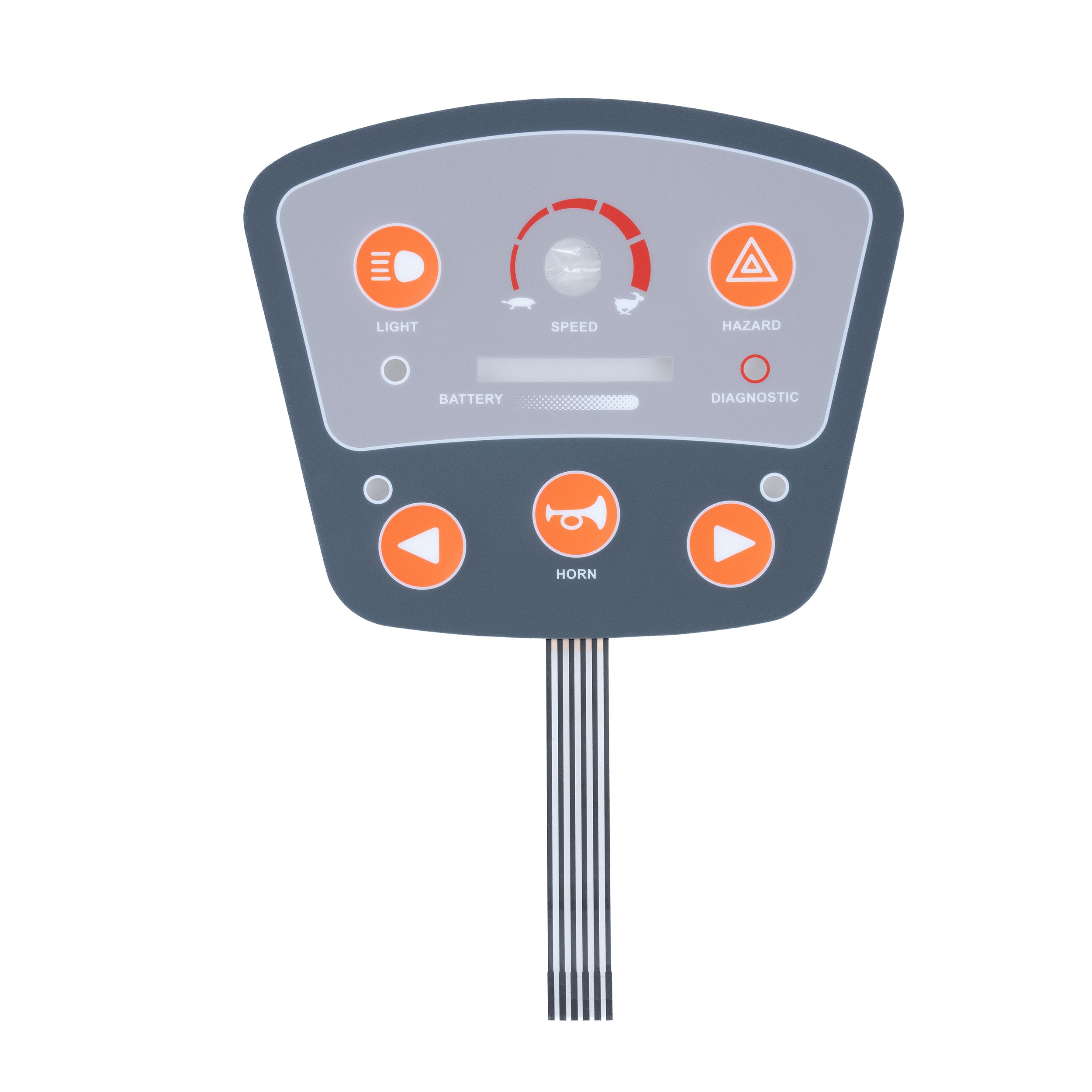 Close-up of the Touch Control Panel for the ActiveCare Medical Pilot 2310, 2410, Prowler 3410, and Osprey 4410, featuring buttons and a speedometer display.