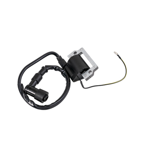 Ignition Coil for the Honda ATC-70 (1978-1985), featuring a black wire connected to a metal frame with a visible screw and bolt, ideal for vintage 3-wheeler enthusiasts.