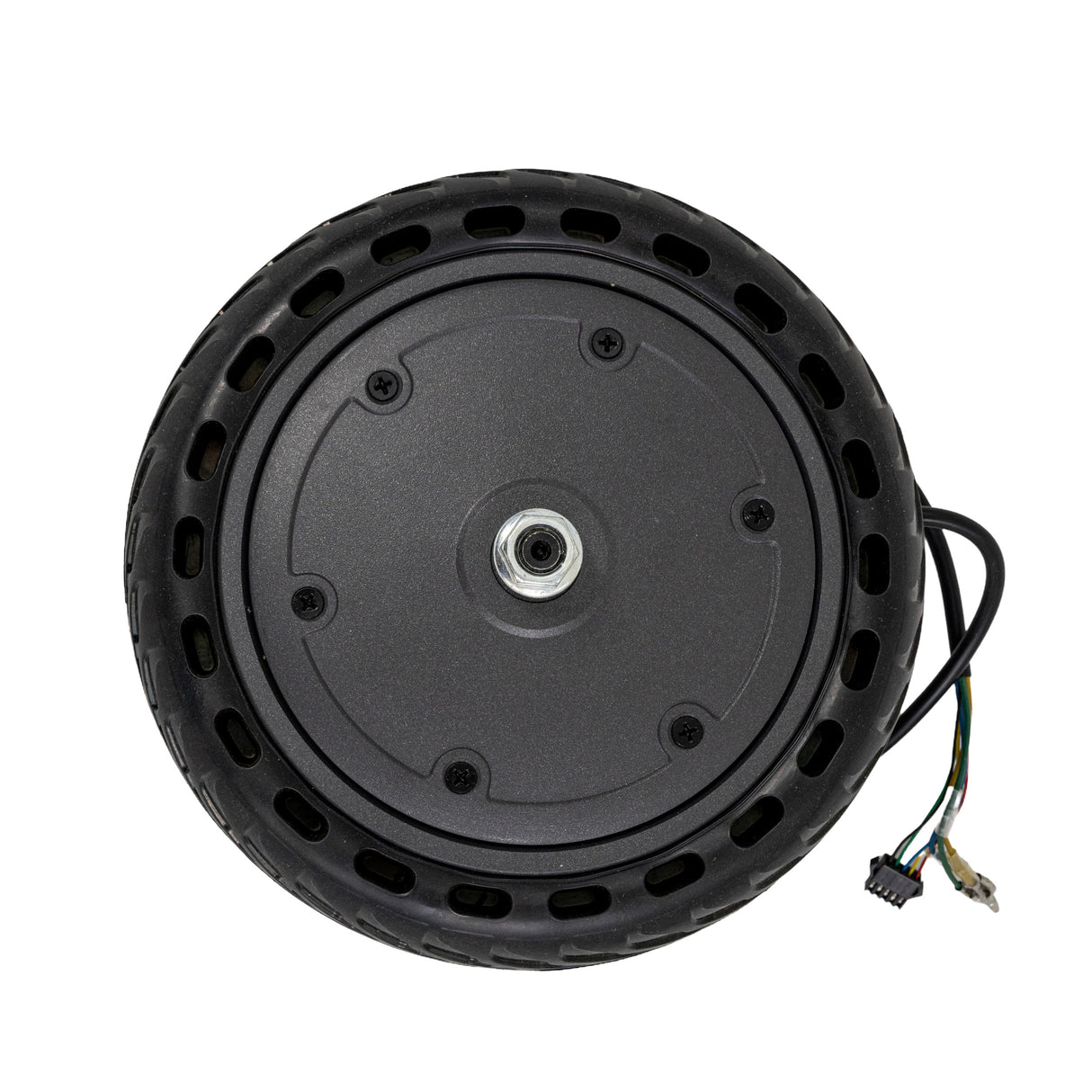 36 Volt Rear Wheel & Hub Motor Assembly for Razor C35 & C35 SLA Electric Scooters (V1+) featuring a black wheel with integrated wires and a visible screw on a white background.