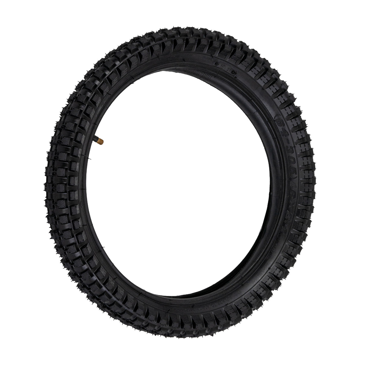 16x2.4 (64-305) Front Tire and Tube Set with Q204 Knobby Tread for Razor MX500 & Razor MX650 Dirt Bikes, featuring a detailed knobby tread pattern, suitable for optimal grip and performance.