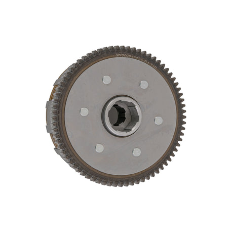 Clutch Assembly with 5 Plates for 110cc, 125cc, 150cc, & 200cc ATVs & Dirt Bikes, featuring a close-up of a metal gear component, showcasing its intricate tooth design and circular structure.