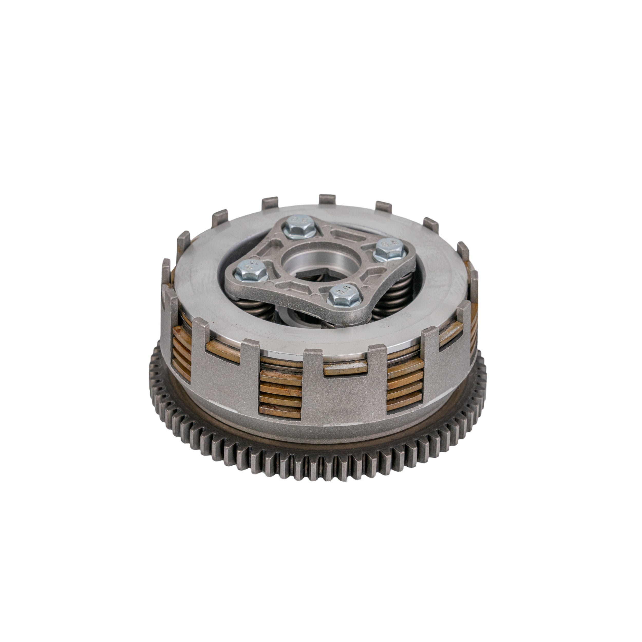 Clutch Assembly with 5 Plates for 110cc, 125cc, 150cc, & 200cc ATVs & Dirt Bikes, featuring a metal gear with a visible nut and bolts, suitable for various Chinese-made models.