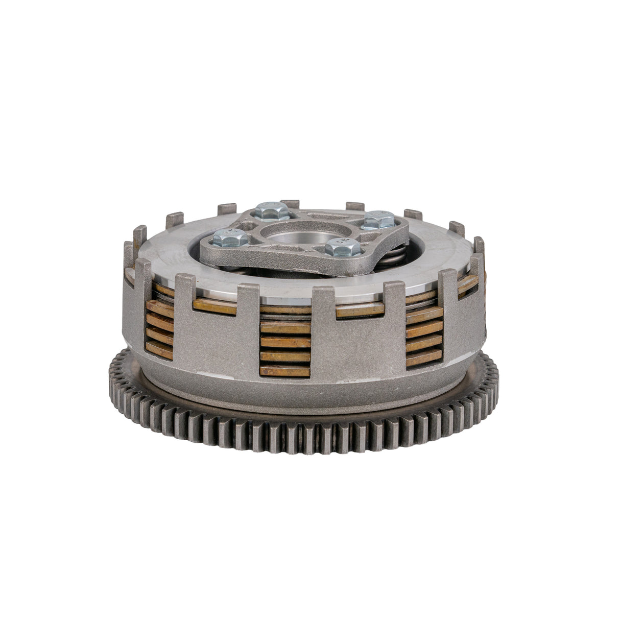 Clutch Assembly with 5 Plates for 110cc, 125cc, 150cc, & 200cc ATVs & Dirt Bikes, featuring a detailed view of the metal gear and screw components, compatible with various Chinese-made models.