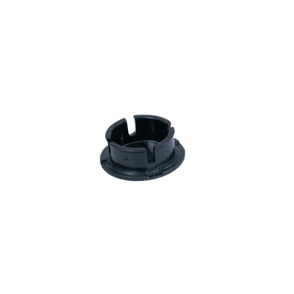 Caster Barrel Cap for the Jazzy Select GT, a black plastic object with a central hole, designed to seal and protect the bearings in the power chair's caster wheels.