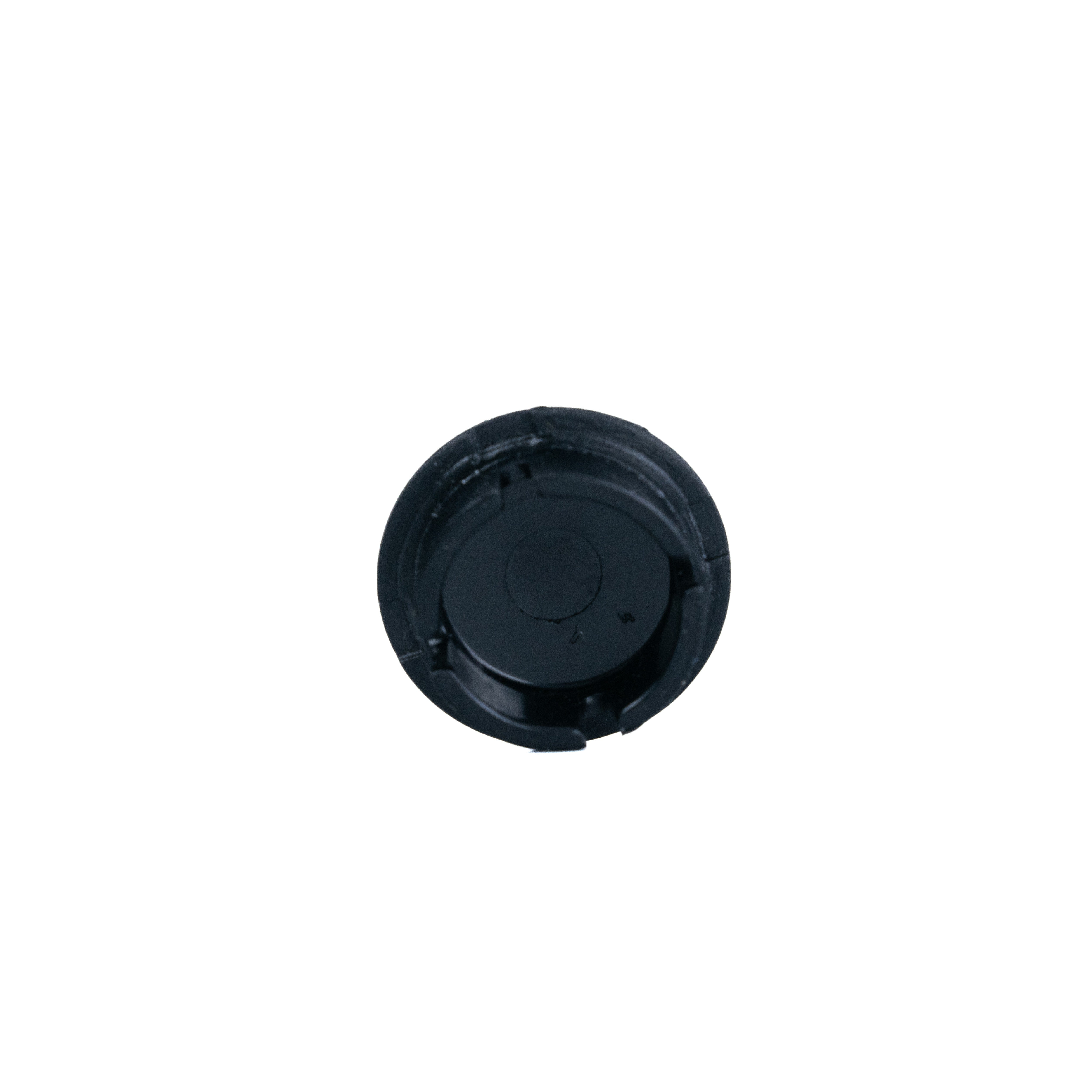 Caster Barrel Cap for the Jazzy Select GT, a black circular object with a round center, designed to seal dirt and moisture out of the power chair's caster wheel bearings.