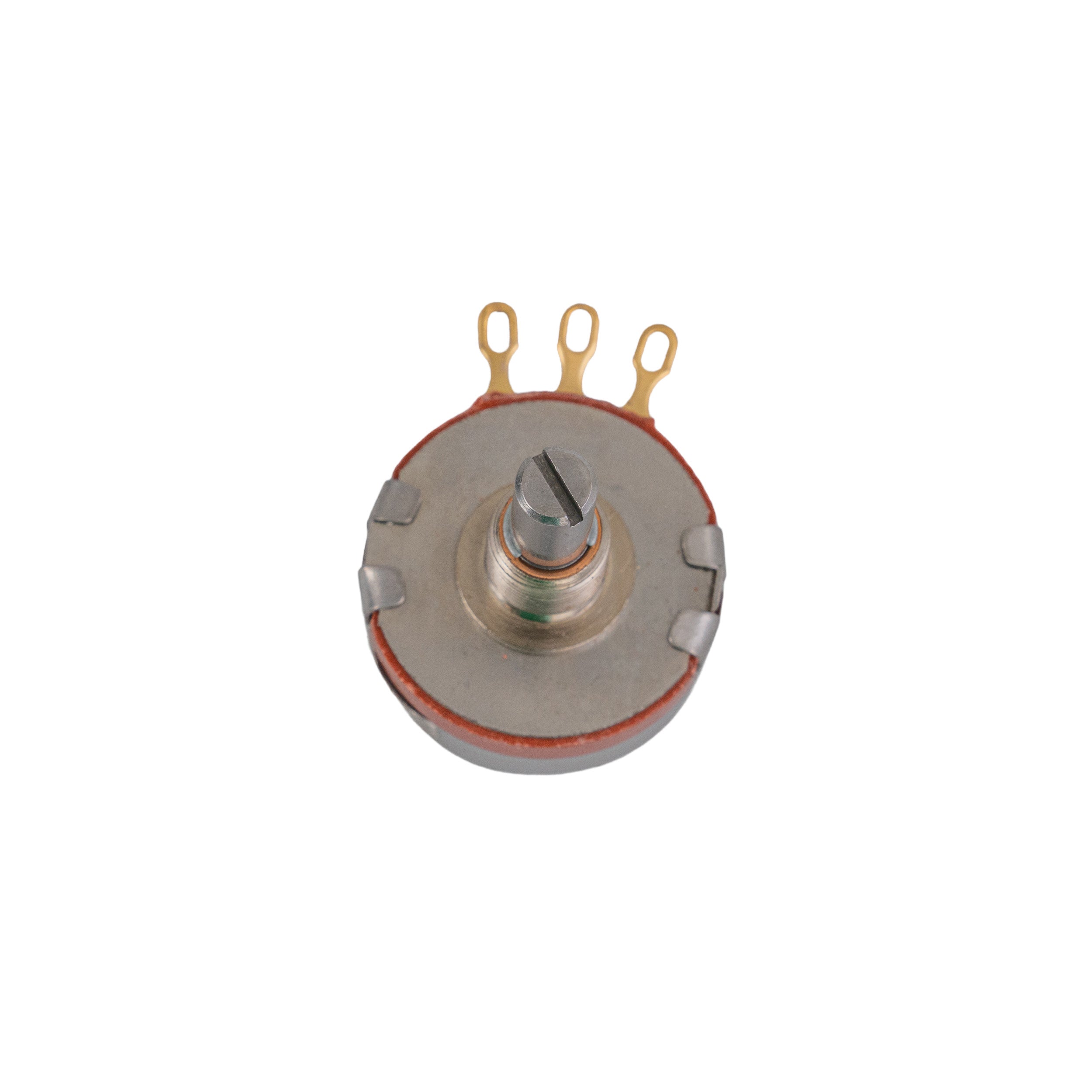 5K Ohm Throttle Potentiometer shown with a round metal body, screw, serrated washer, and jam nut included.