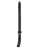 60 Seat Belt for Go-Karts featuring a black strap with a red logo and a push button buckle, made of durable 2 nylon webbing, designed for secure 2-point attachment.