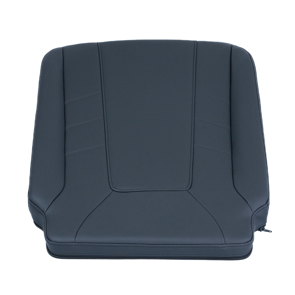 18 x 20 Captain Seat Base Cushion for the Quantum Q6 Edge 3 Stretto, a black vinyl cushion designed to attach to an 18 wide Shuxin seat back, shown on a plain backdrop.