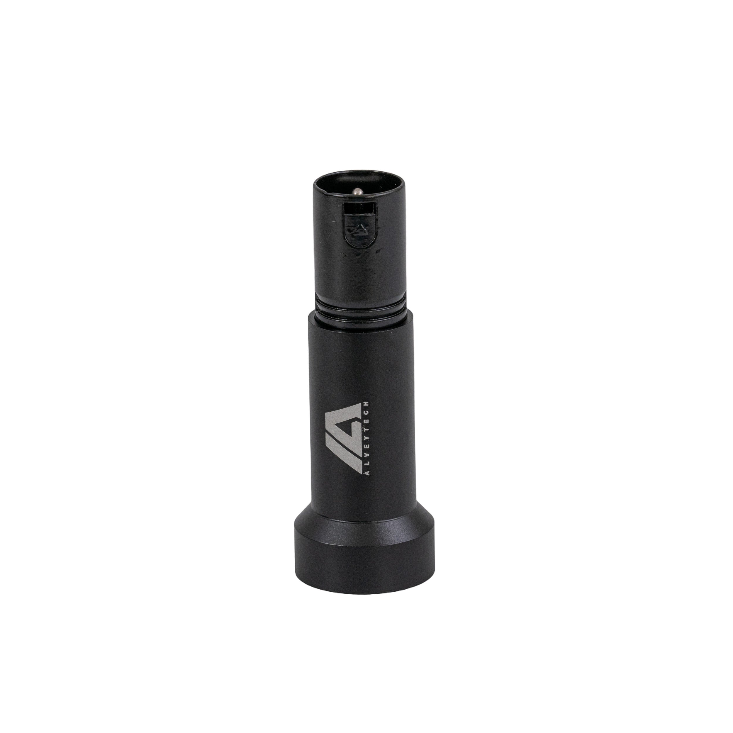 XLR Dual Port USB Charging Adapter with Digital Voltage Meter for Scooters & Power Chairs, featuring two USB ports and a cylindrical black design with a silver logo.