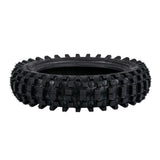 3.00-10 Dirt Bike Tire with QD015 Knobby Tread, shown in close-up, highlighting the durable tread pattern designed for mini dirt bikes with engine sizes of 49cc to 70cc.