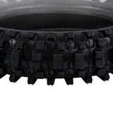 Close-up of a 3.00-10 Dirt Bike Tire with QD015 Knobby Tread, showing detailed tread pattern designed for mini dirt bikes, ideal for 49cc/50cc & 70cc models.