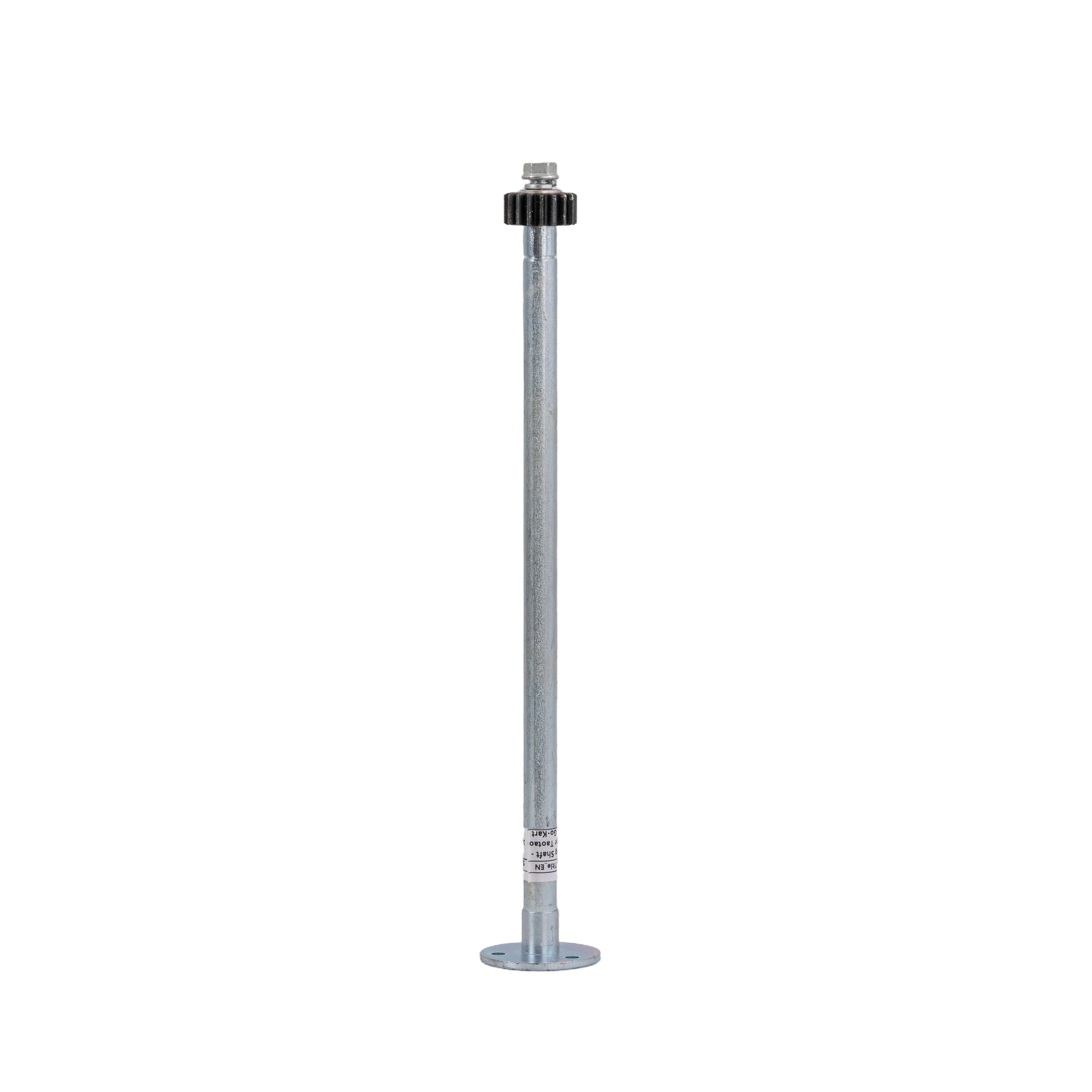 14.6 Steering Shaft for the TaoTao GK110 Go-Kart, a metal pole with a black and white rubber cap, featuring a splined lower end and a flange with mounting holes on the upper end.