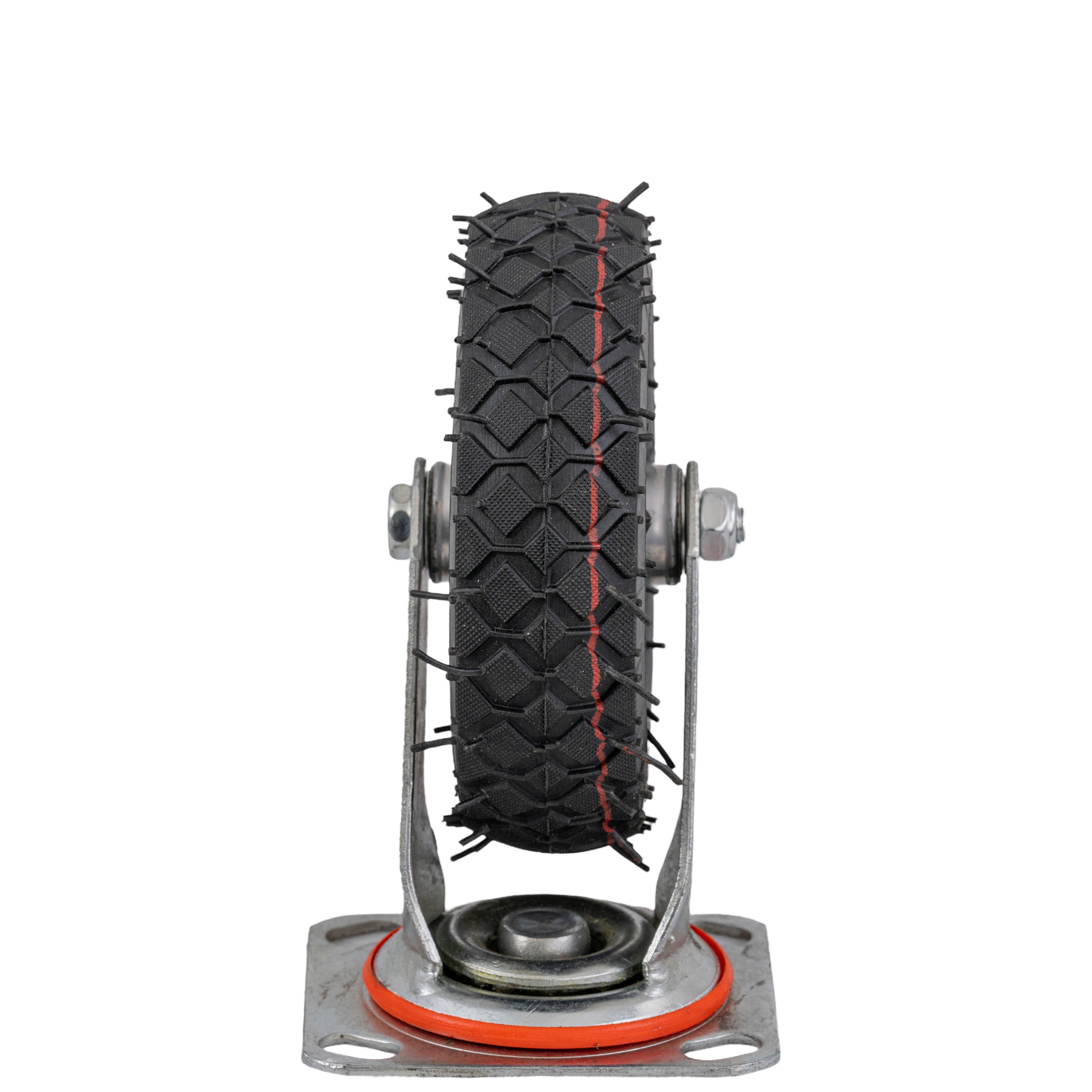 Front Caster Wheel for the Deluxe Hoverboard Go-Kart Attachment Kit, featuring a 6x2 pneumatic tire with grass-gripping tread, visible axle, and fork, designed for durability and enhanced performance.