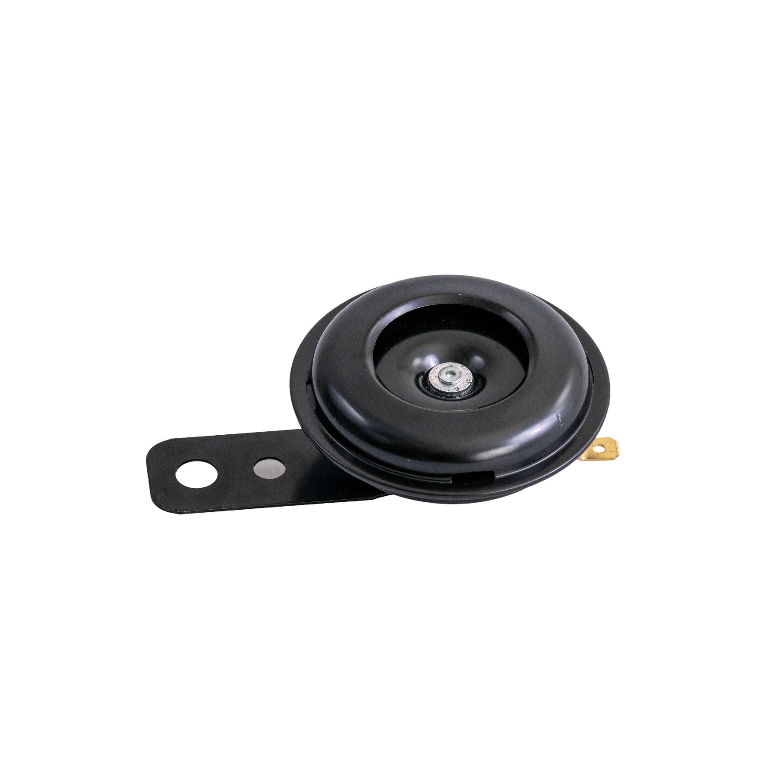 24 Volt Scooter Horn featuring a black round design with a central hole and metal handle, ideal for 24 volt electric scooters.