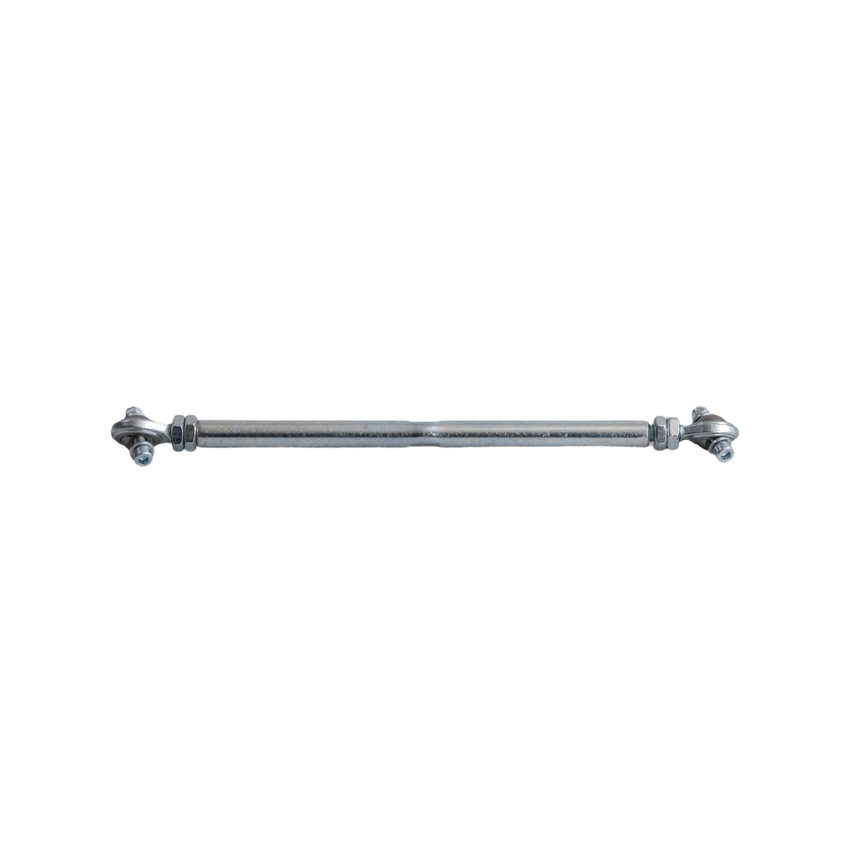 Adjustable Tie Rod for Razor Dune Buggy featuring a metal bar with bolts, nut, and screw included, essential for the steering mechanism. Close-up highlights the detailed assembly components. Center length: 9-1/2; adjusted length: 10-1/2.