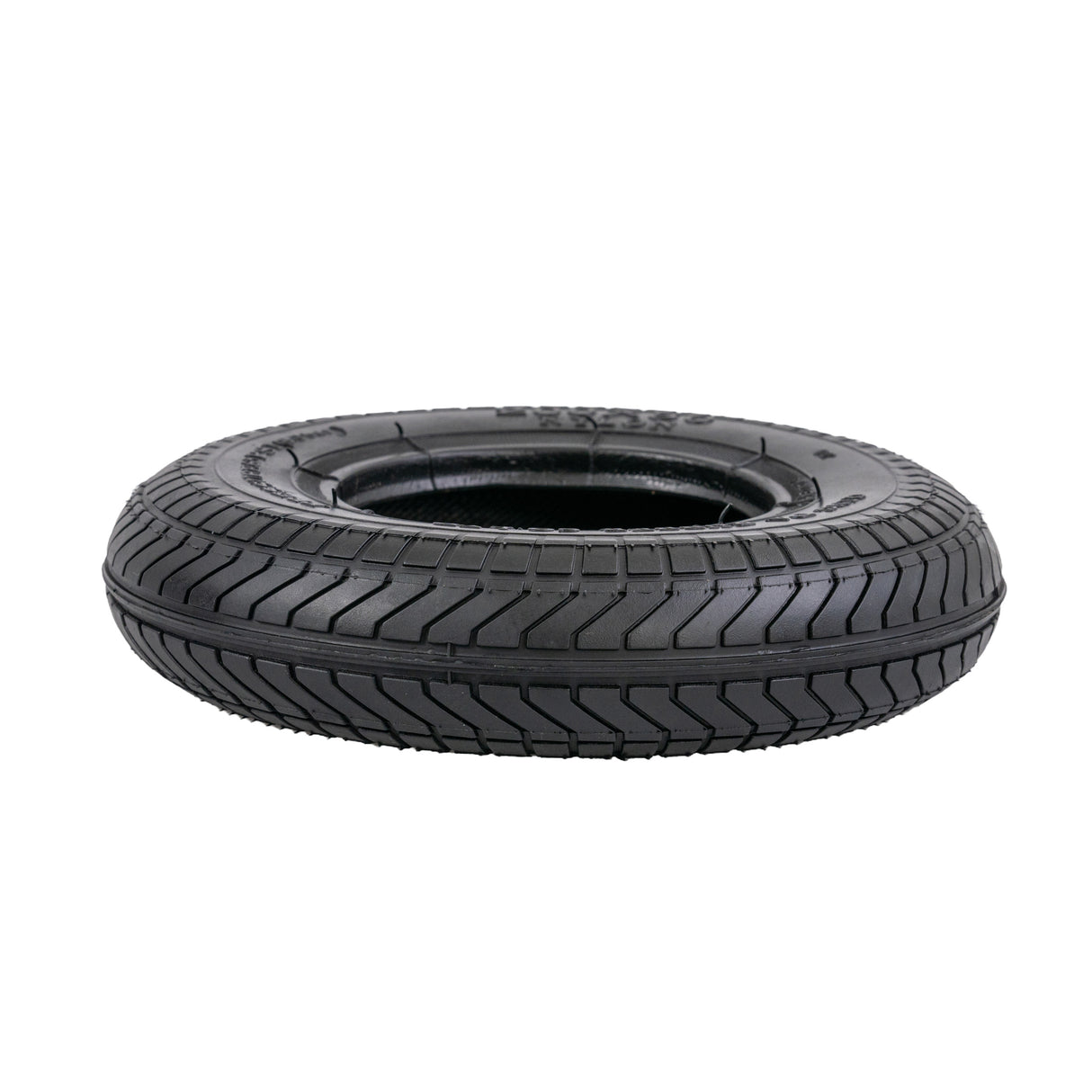 200x50 Tire with Street Tread for Razor A5 Air, E Prime Air, & E Prime III Scooters; features black tire with directional street tread and black rim, designed for optimal traction on wet surfaces.