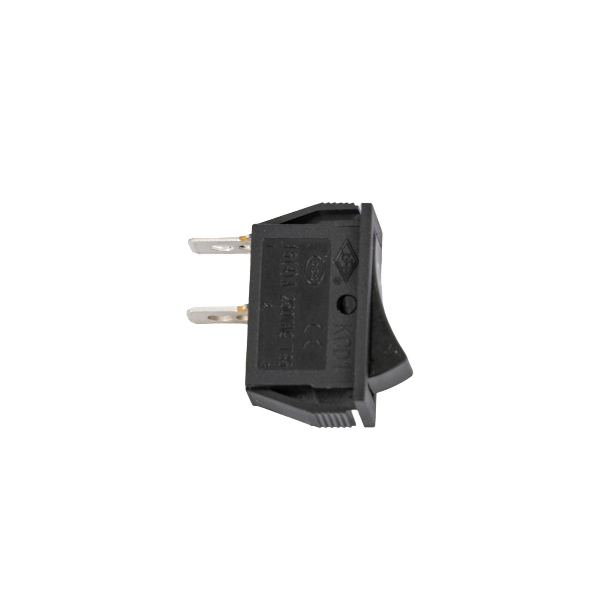 Black On/Off Switch for Razor and Pulse Electric Scooters, featuring a non-lighted design with visible silver metal inserts and two 1/4 tab connections for easy installation.