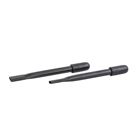 8 Black Brake Handle Extension Handles for Wheelchairs (Set of 2), close-up view of black cylindrical steel extensions designed for easy installation on manual wheelchairs, enhancing user accessibility to brake locks.