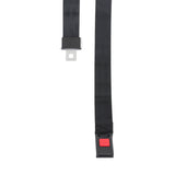 Universal Seat Belt with Push Button Buckle for Go-Karts & Golf Carts, featuring black nylon webbing, red square push button, and metal buckle for secure 2-point attachment.