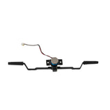 Throttle Assembly for Invacare Zoom 220 featuring a black handlebar with black handles, a round metal potentiometer with wires, and a wire harness with a blue and red wire.