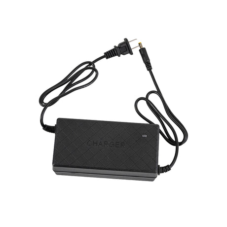 24 Volt 1.5 Amp 2.5mm ID Coaxial Battery Charger featuring a black rectangular body with an attached power cord, suitable for electric scooters like Hoveround Transporter and Shoprider Scootie.
