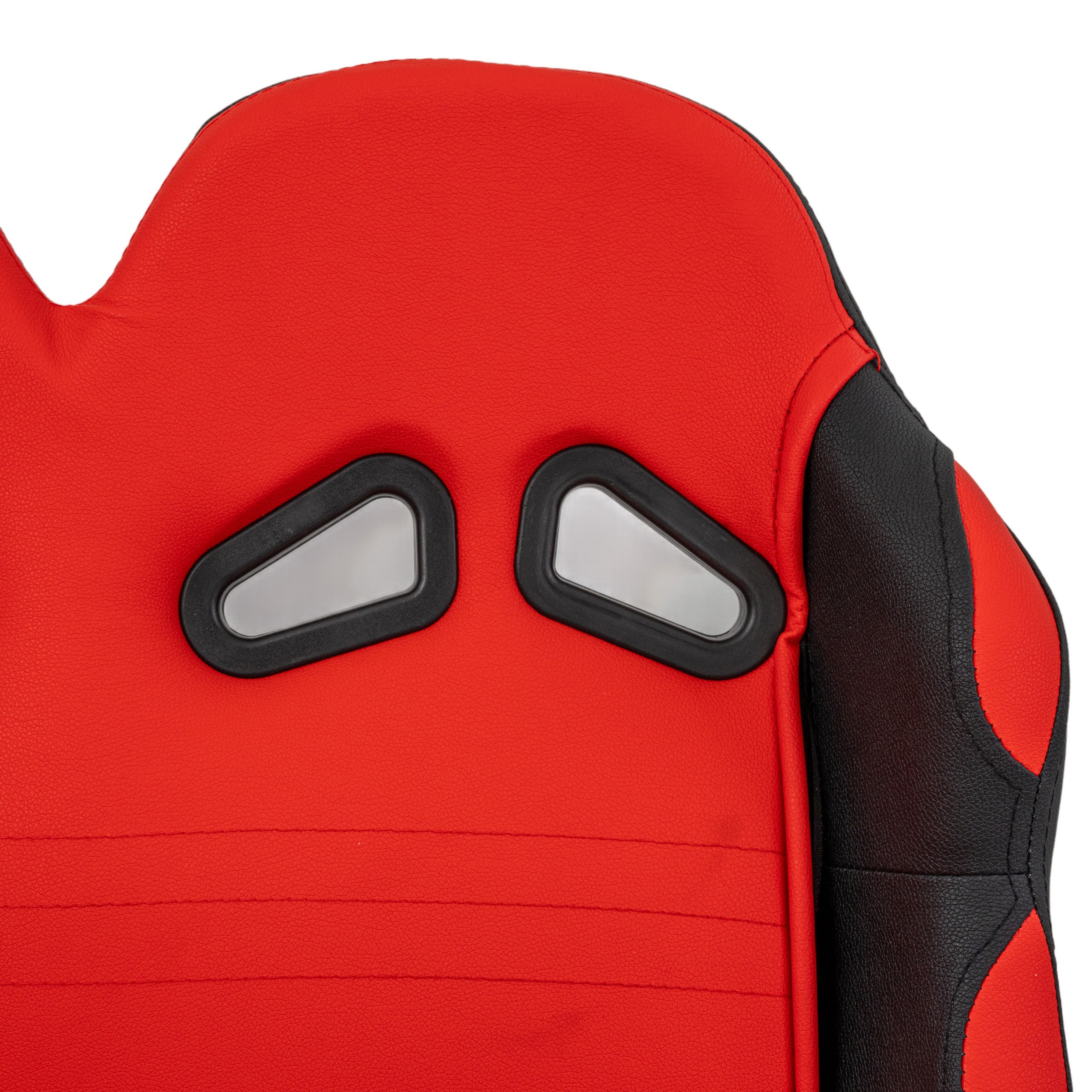 Red 25-1/2 Double Seat for Go-Karts with black accents, padded upholstery, and convenient back vents for seatbelt placement.