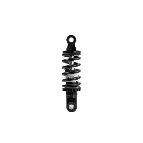 Rear Suspension Shock Absorber for the GOTRAX Flex Electric Scooter featuring a black coil spring with a metal rod and a white label, designed to enhance ride comfort and reduce tire wear.