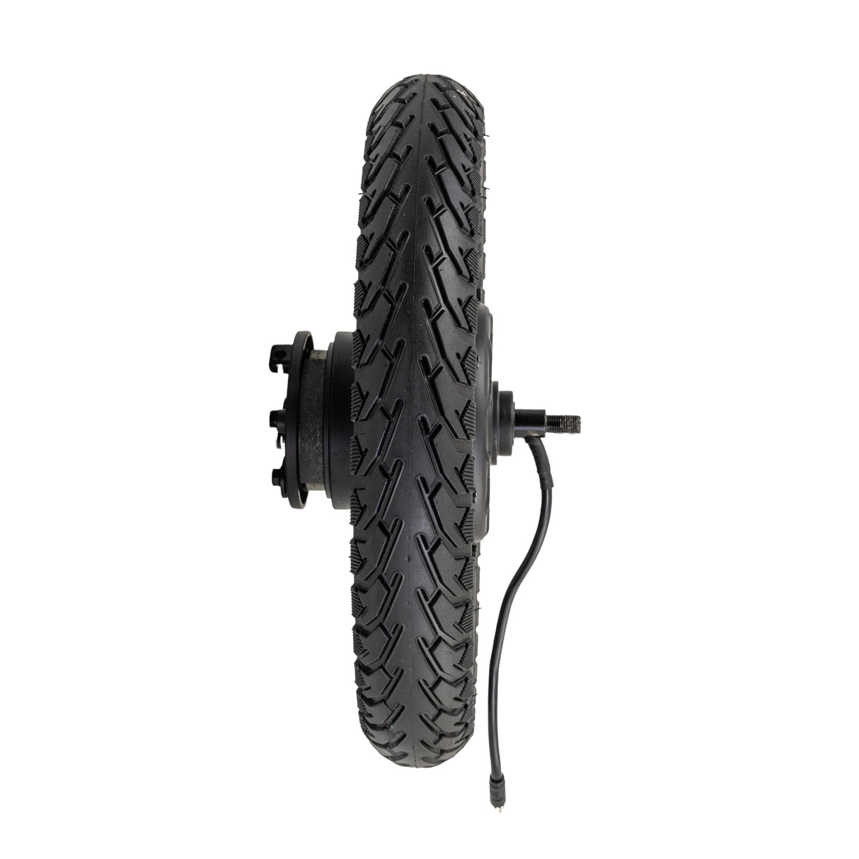 Rear Wheel with Hub Motor & Brake Assembly for the GOTRAX Flex Electric Scooter, featuring a 12-spoke rim, pneumatic tire, 9-wire harness, axle, drum brake, and reflector.