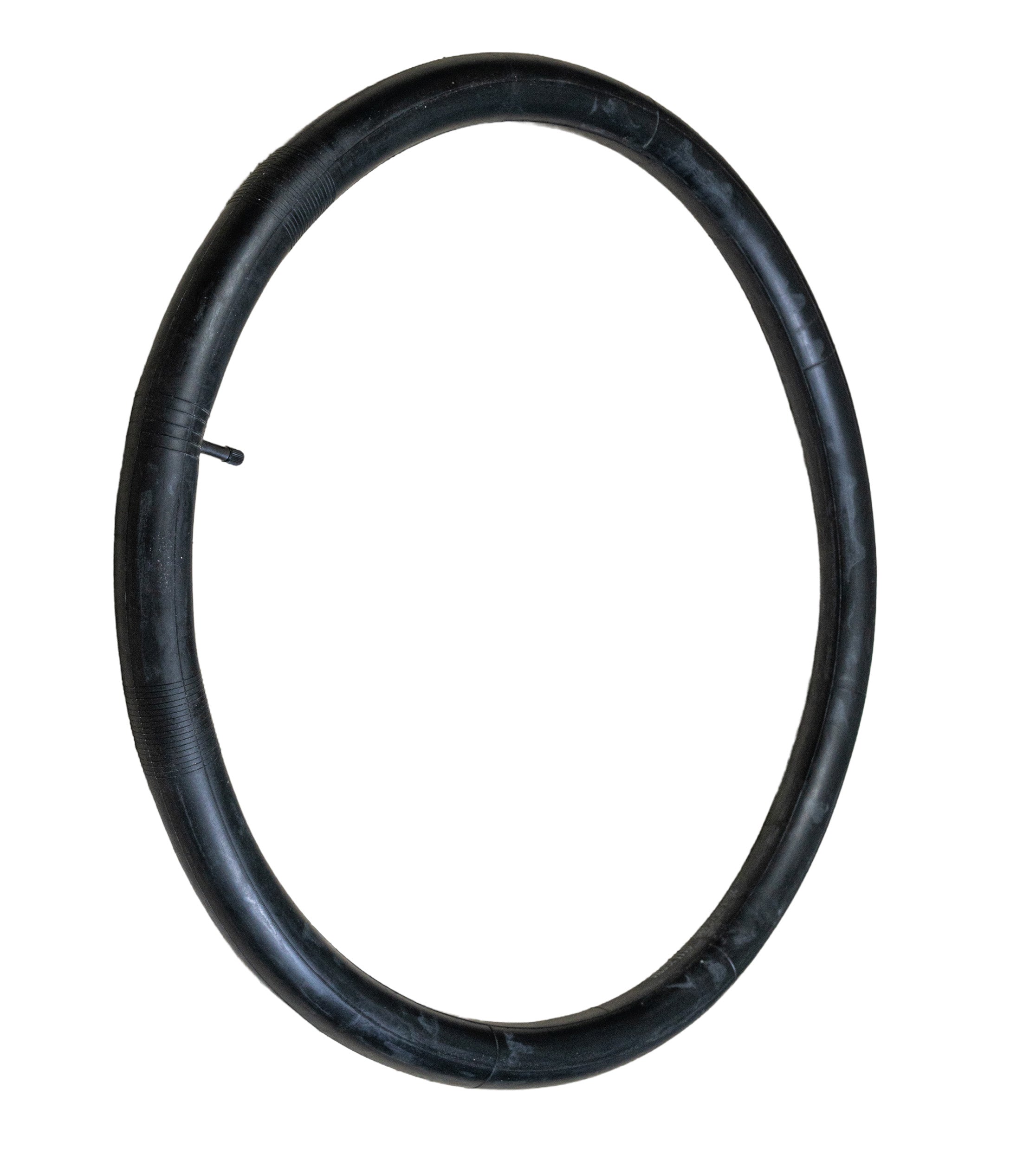 26x1.95-2.125 Bicycle Inner Tube with 32mm Straight Schrader Valve, featuring a black rubber ring design with a central hole, ideal for replacing old bike inner tubes.