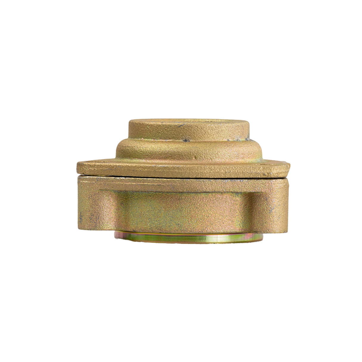 Rear Bearing Hub with 10 mm Mounting Hole Diameter for TaoTao ATK125A, Jeep Auto, & Targa 150 Go-Karts, featuring a gold metal surface and a round top, showing three 10 mm mounting holes.