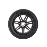 8x2 (200x50) Black Flat-Free Rear Wheel Assembly for the Drive Medical Spitfire Scout Scooter, featuring a black rim, heavy tread tire, and visible central nut for secure attachment.