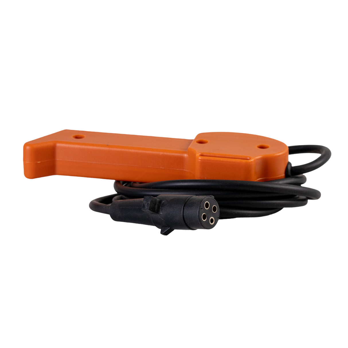 U-Type Winch Hand Control for ATVs with an orange handle and a black cable. Features a 100 cord and a 4-prong female connector, compatible with AlveyTech 3500 lb. Capacity Winch.